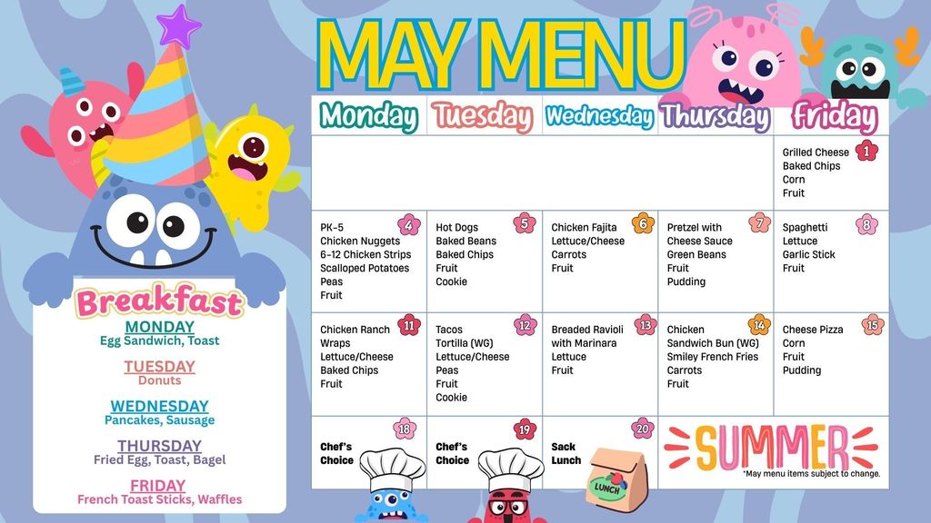 May 2026 Menu