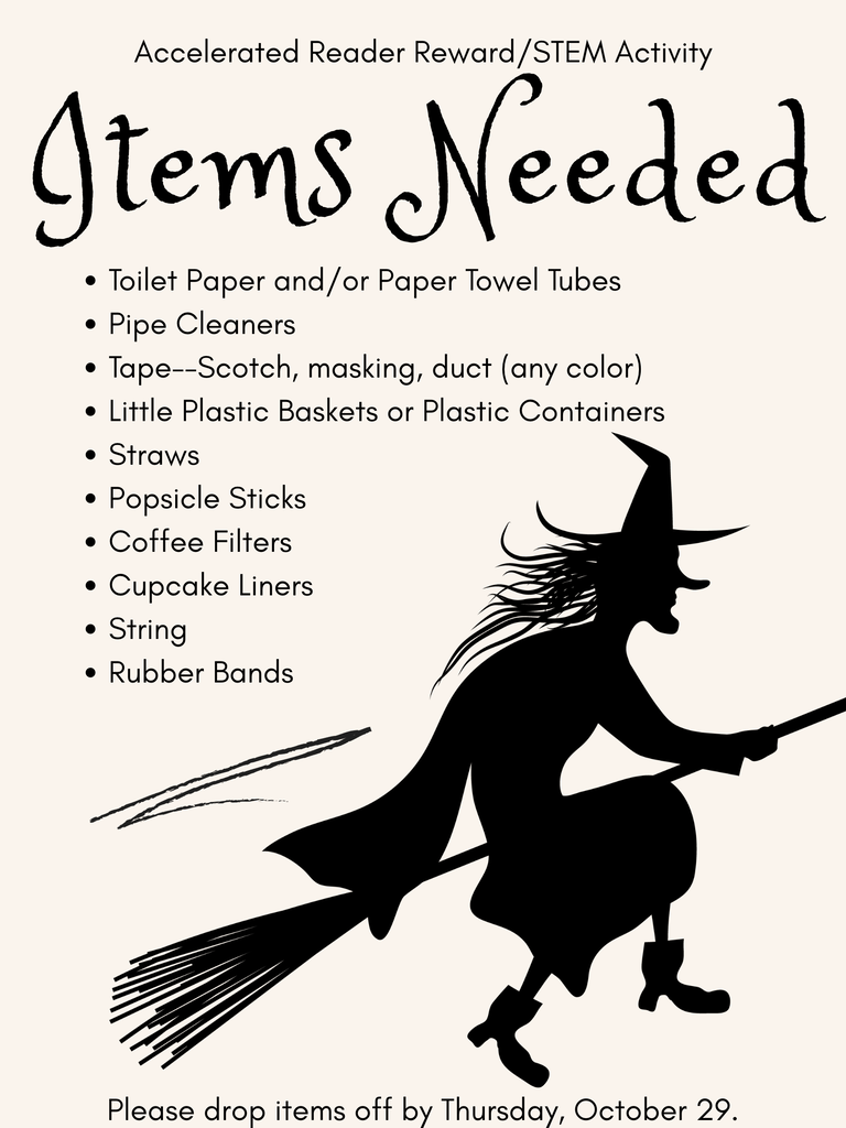 Halloween STEM Items Needed