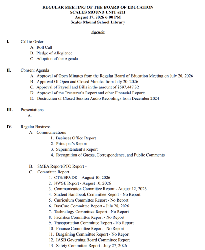 August Agenda 1/2