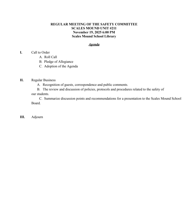 Safety Committee Agenda