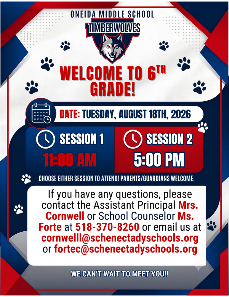 6th grade orientation for Oneida MS