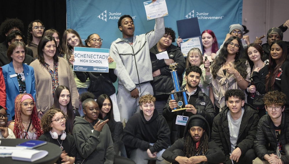 Photo: Students representing the regional National Stock Market Challenge in Boston