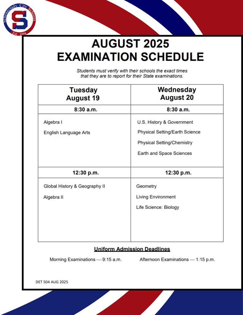 Regents Exam Schedule