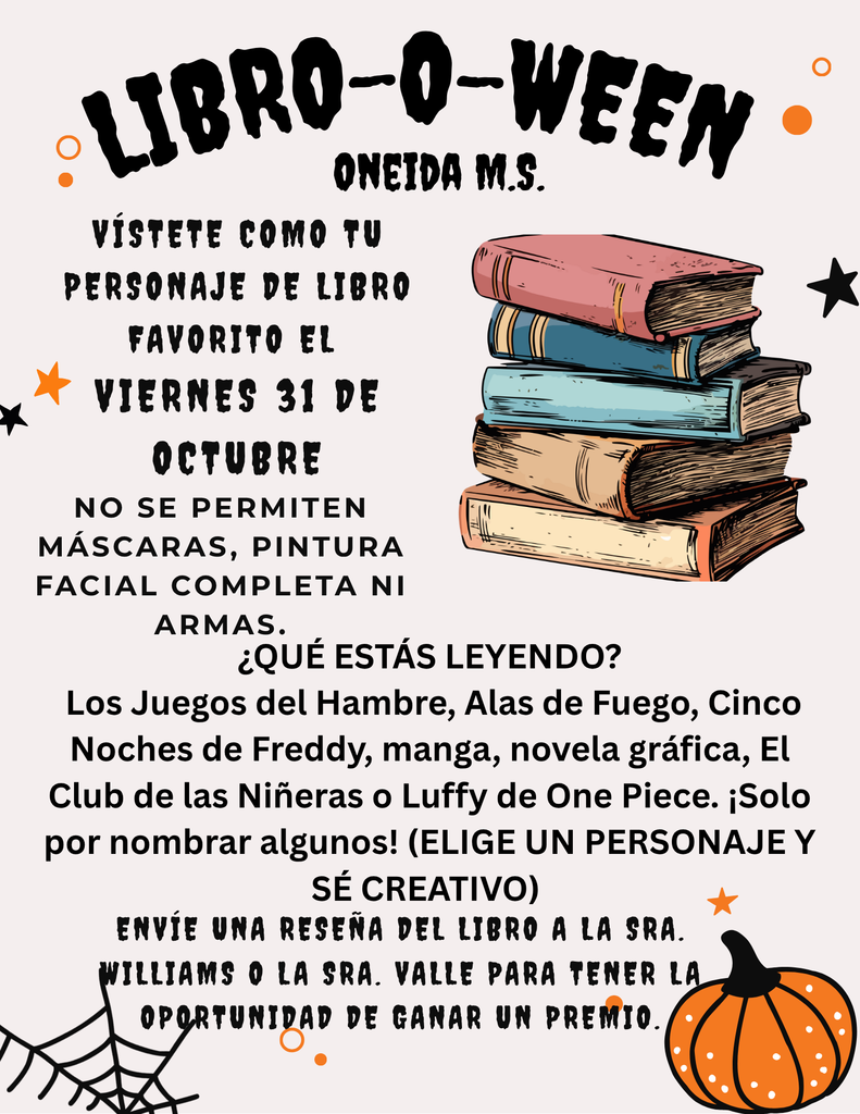 Oneida bookoween spanish oct 31st
