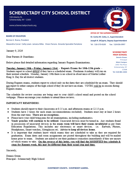 January Regents 2026 Information