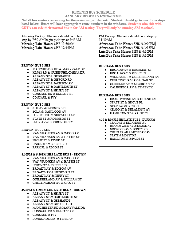 January Regents 2026 Transportation