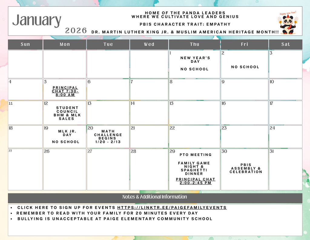 Paige Calendar January