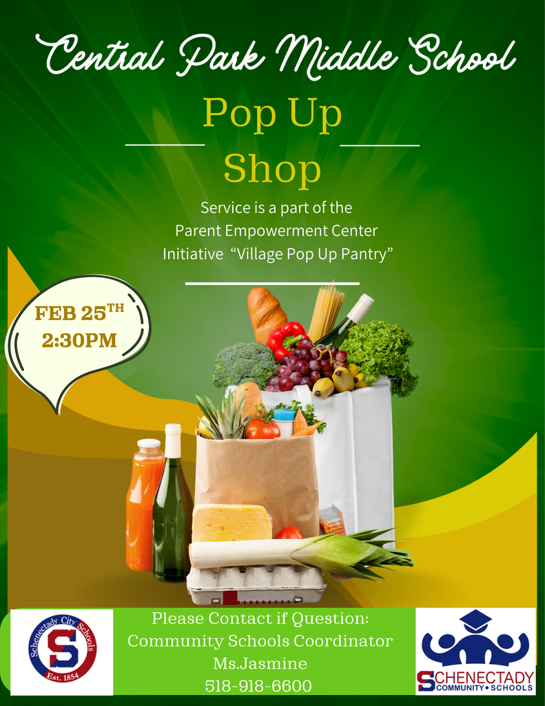 Central Park MS Pop Up pantry February 25th, 2:30pm