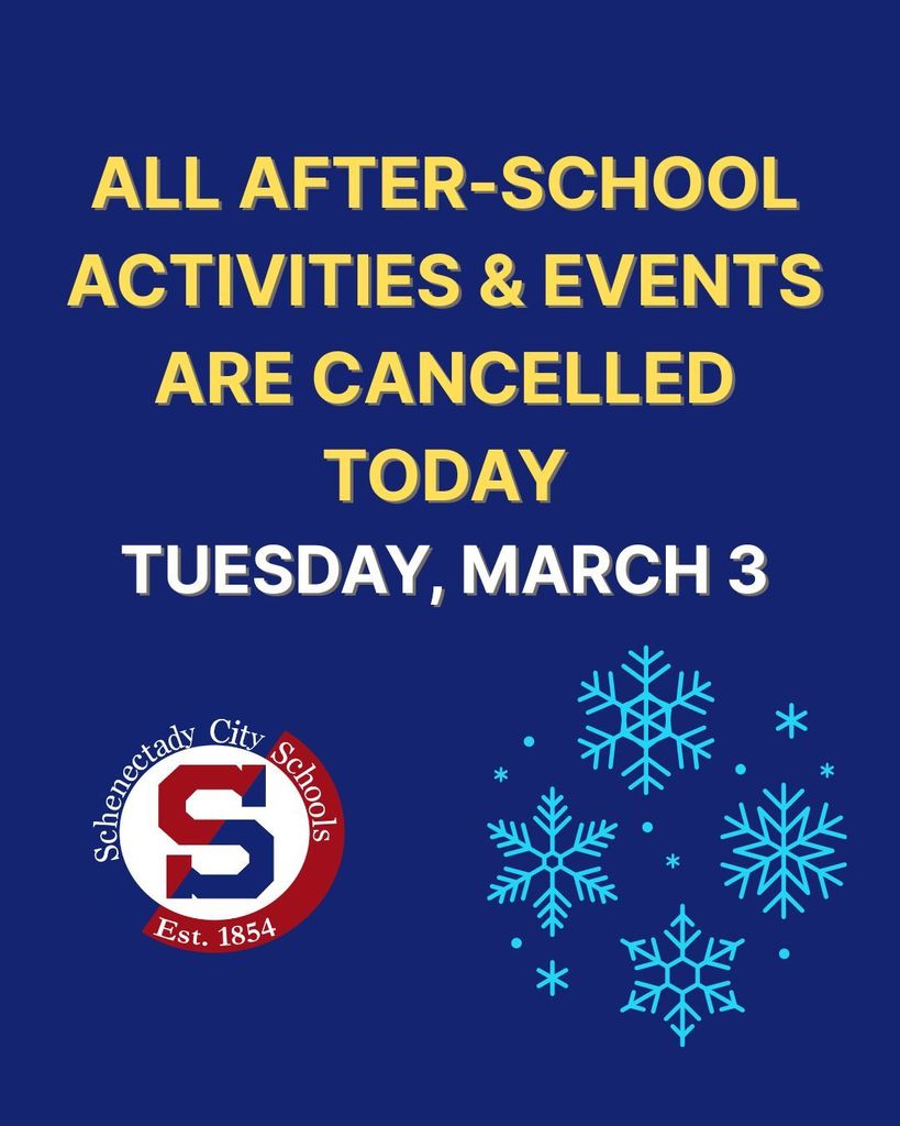 After-school events and activities cancelled today
