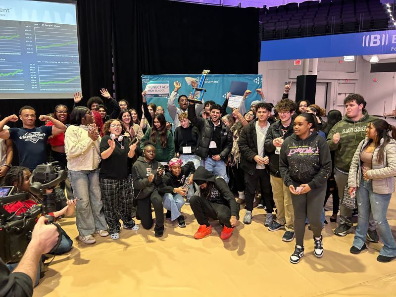 Junior Achievement Stockmarket challenge first place Schenectady high School team