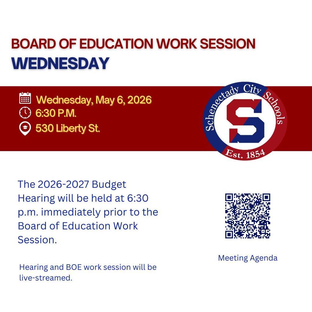 Graphic. BOE work session and budget public Hearing Wednesday