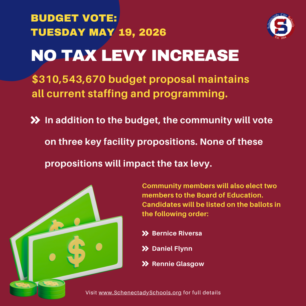 Budget Vote and School Board Election will be held May 19