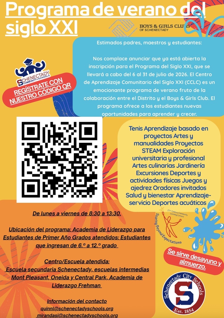 Flyer: 21st Century Summer Program Spanish