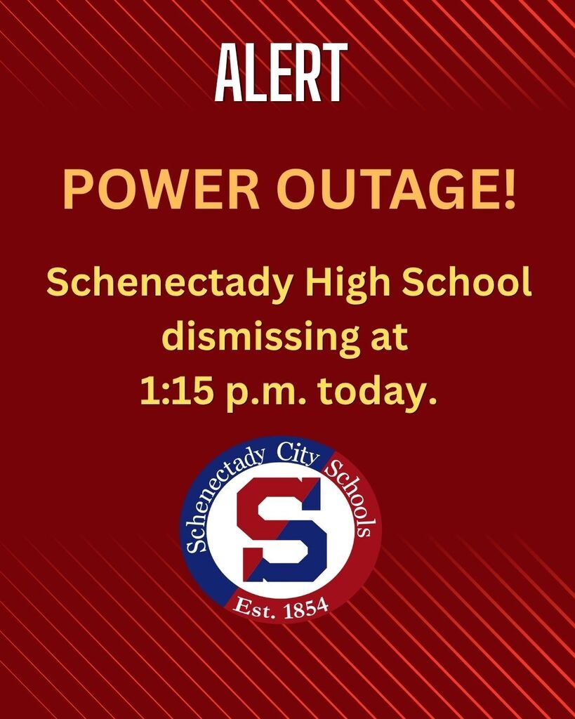 Graphic: Power Outage at SHS today. Students dismissing at 1:15 p.m.