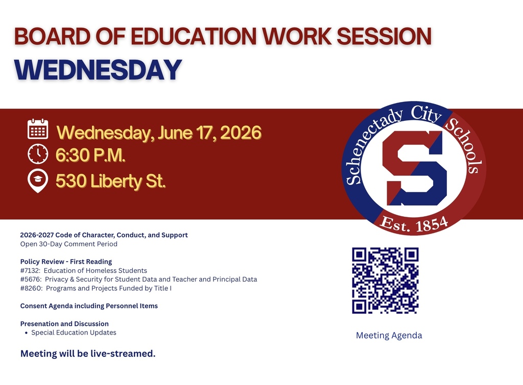 Notice: Board of Education Work Session, Wednesday, June 17 at 6:30 p.m.