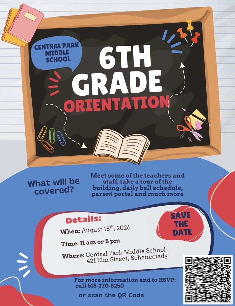 Flyer for 6th Grade Orientation at Central Park Middle School