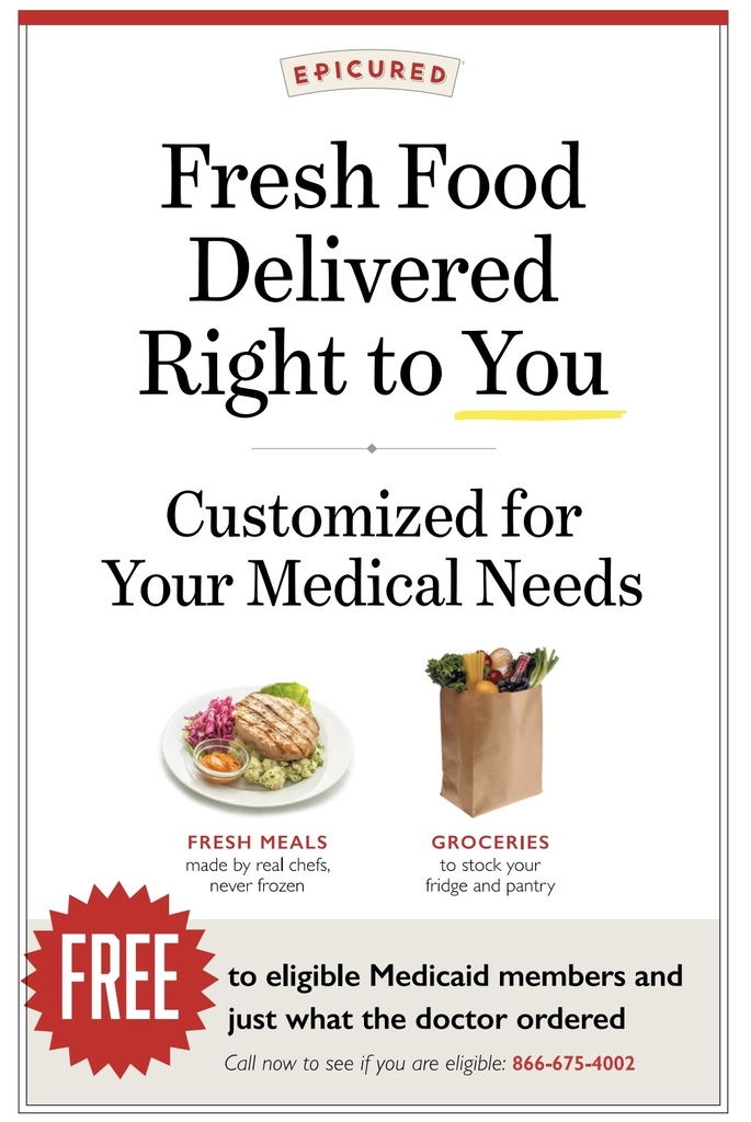 Flyer for Epicured Fresh Food Delivered Right to Your Door