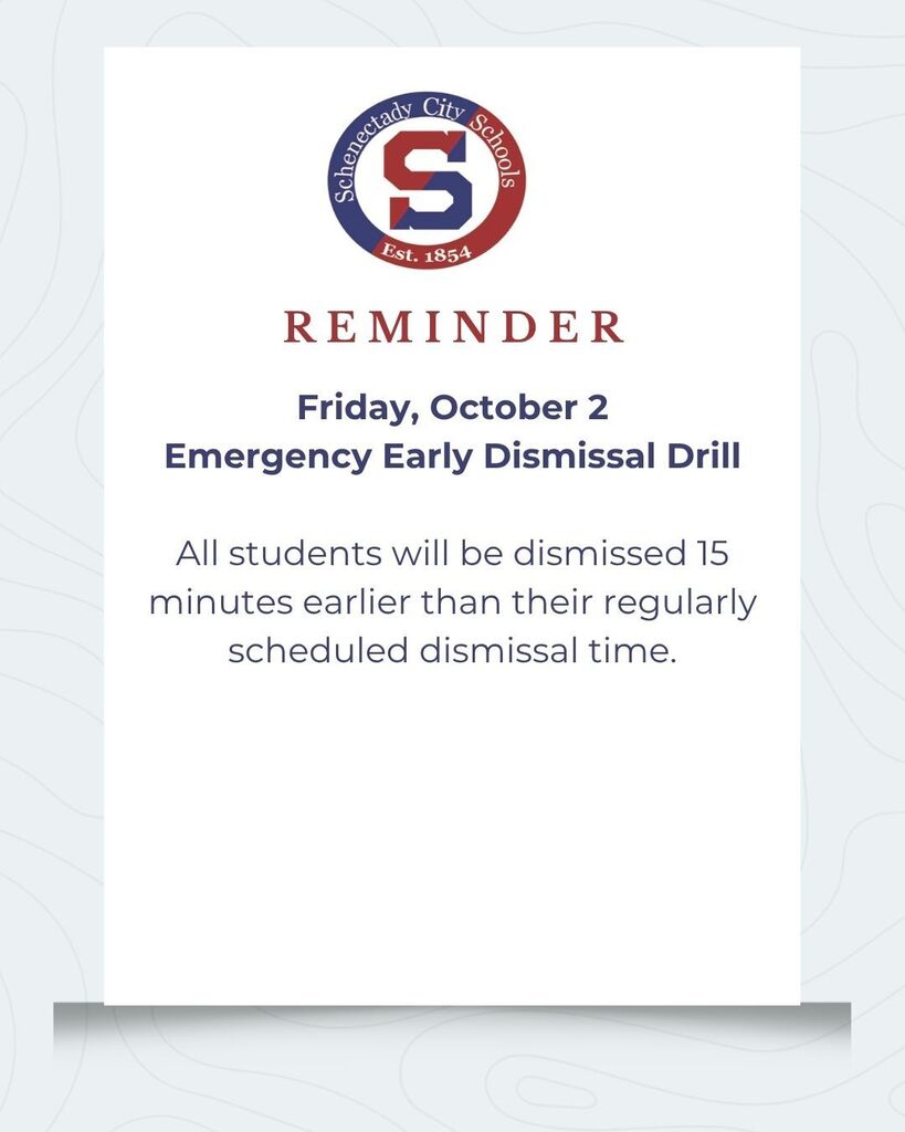 REMINDER:  October 2, Emergency Early Dismissal Drill