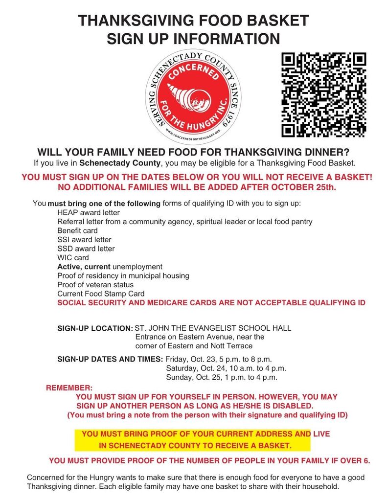 Thanksgiving baskets sign up barcode