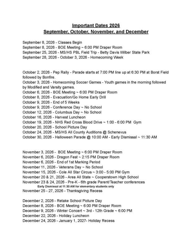 Important Dates