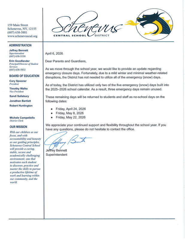 Unused Emergency (Snow) Days