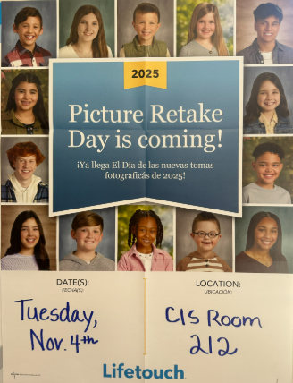 flyer for picture retakes Tuesday, November 4th