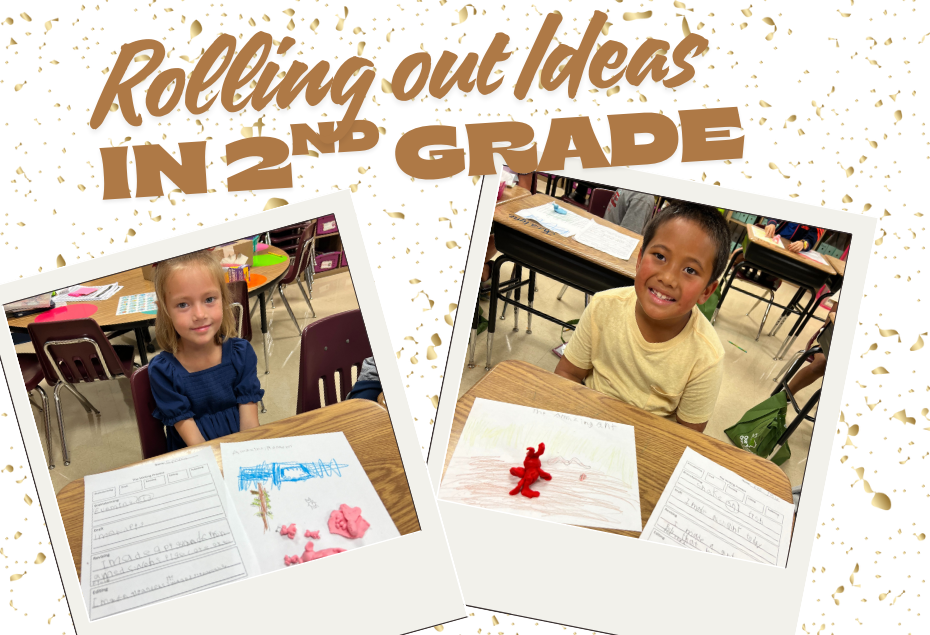 2nd grade working with playdoh and writing about their creation