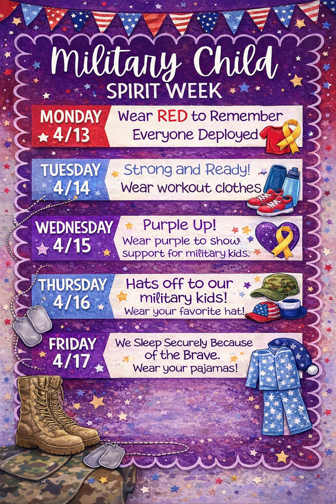 picture of flyer for military child spirit week