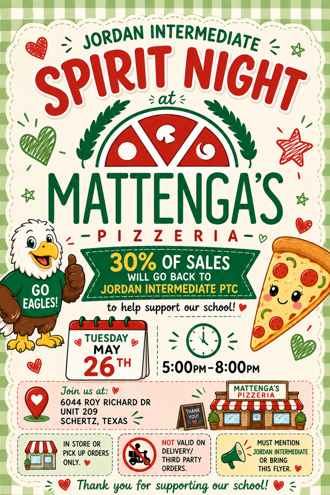 picture of flyer for spirit night at Mattengas