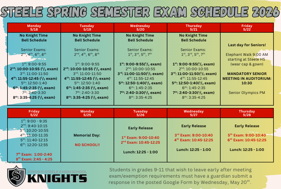 Spring Exam Schedule