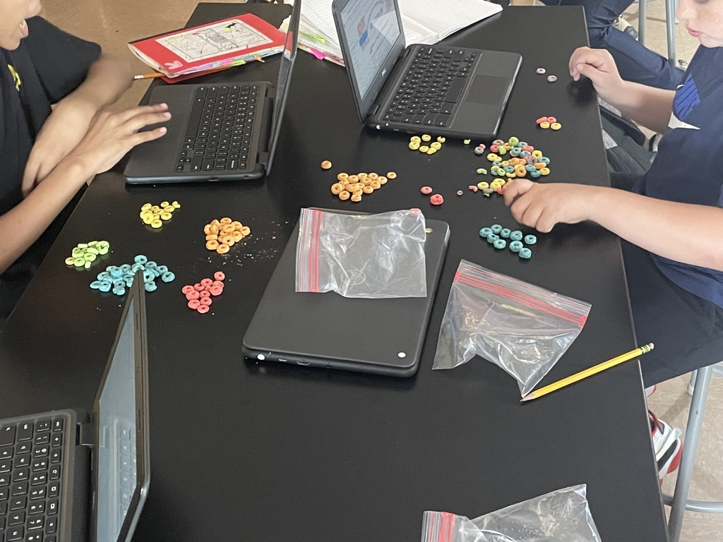 students sorting fruit loops