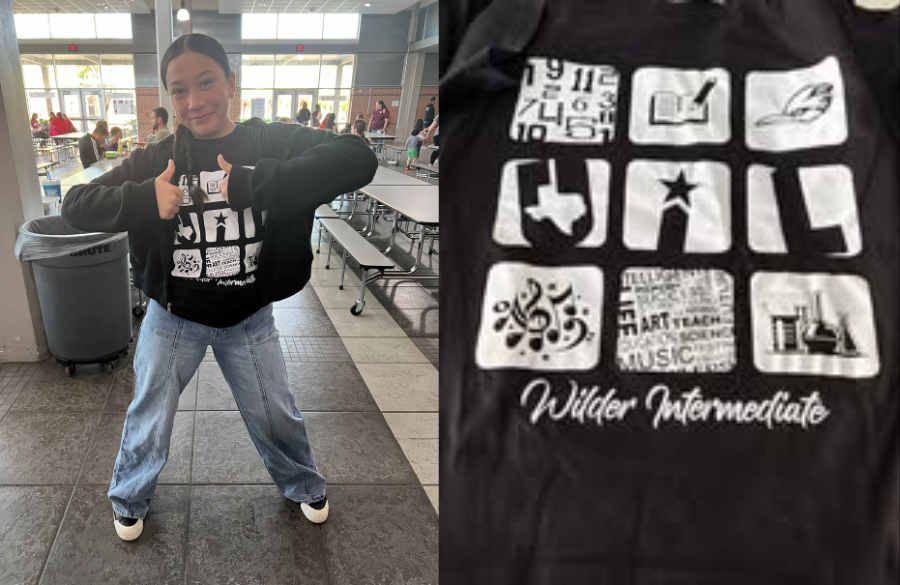 Wilder student showing off her UIL shirt.