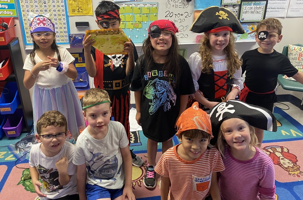 Students dressed as pirates' in celebration of International Talk Like a Pirate Day.