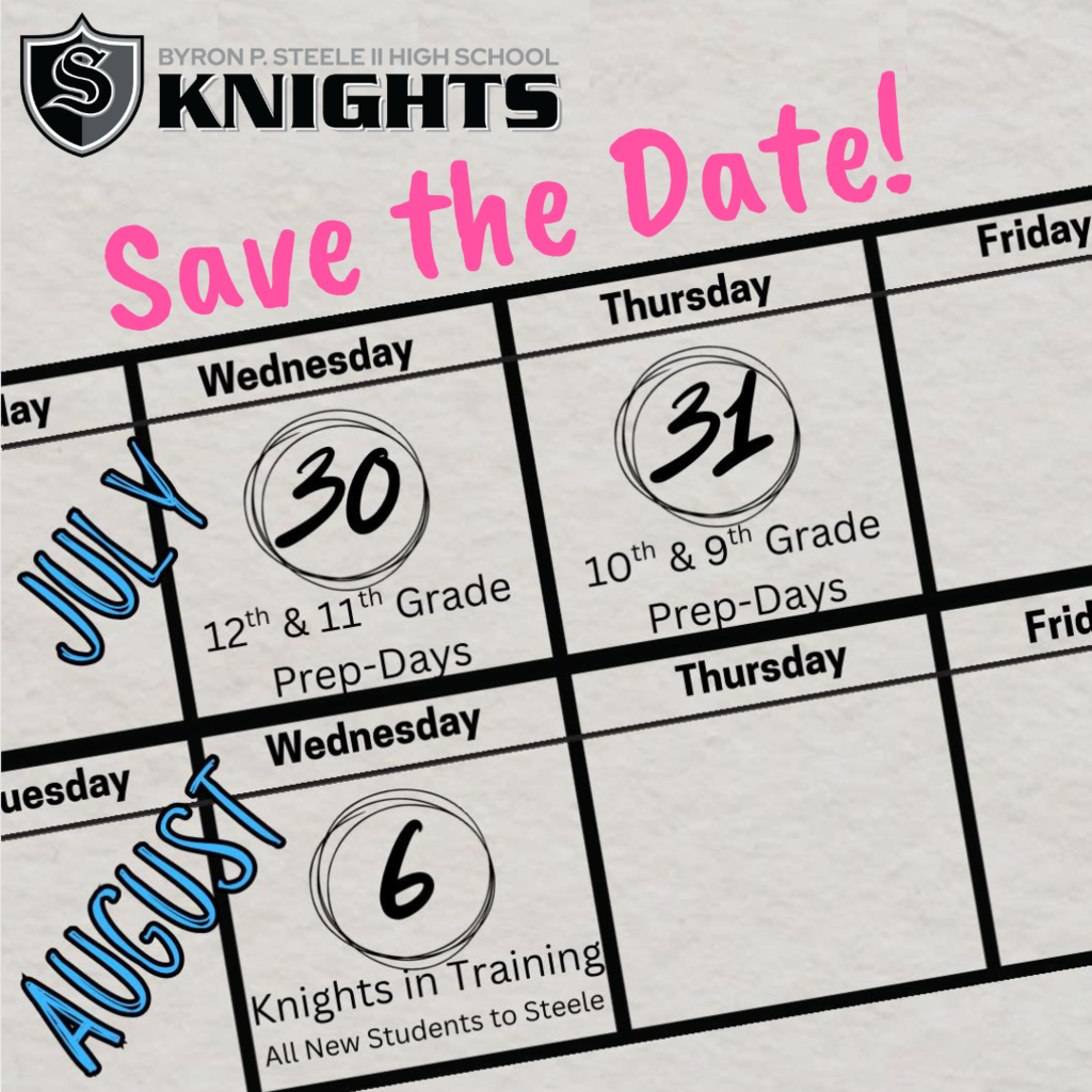 Save the Date. July 30, 31, August 6.