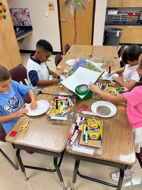 Students working on wildflowers in art.