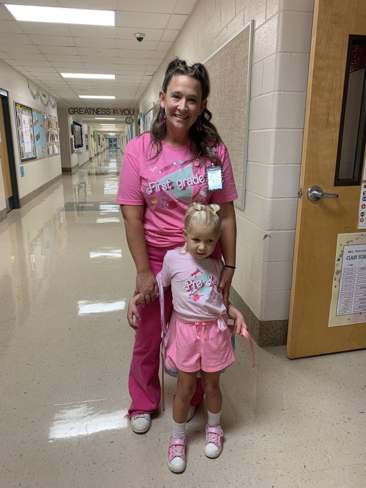 teacher and daughter for pink day