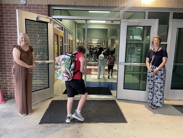welcoming students in the morning