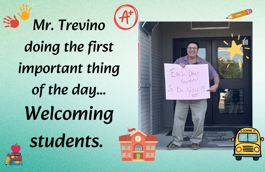 Principal welcoming students