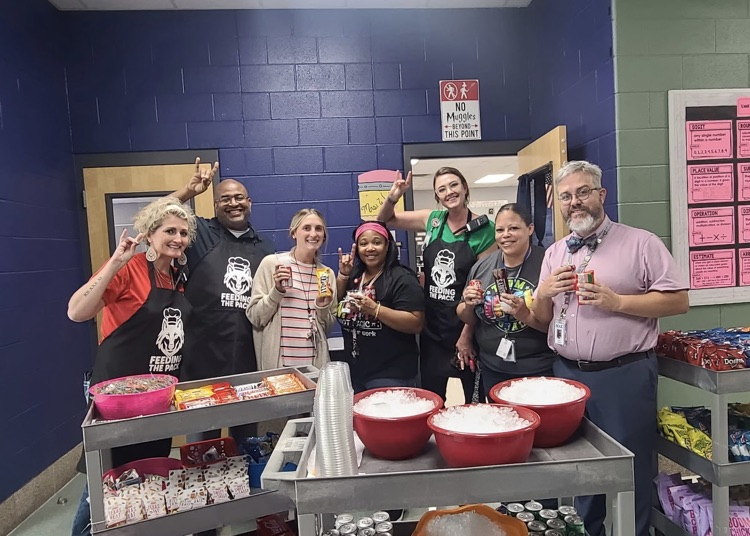 admin handing out snacks