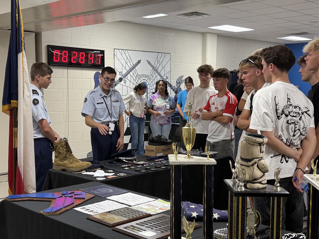 Visiting with Steele JROTC cadets