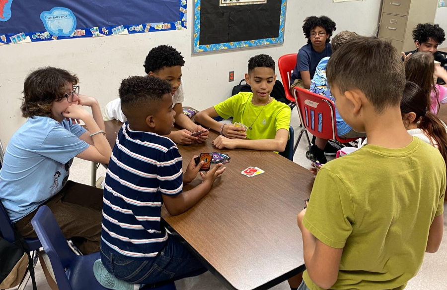 picture of students playing community building games together