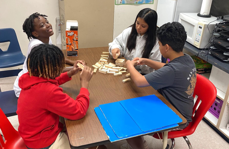 picture of students playing community building games together