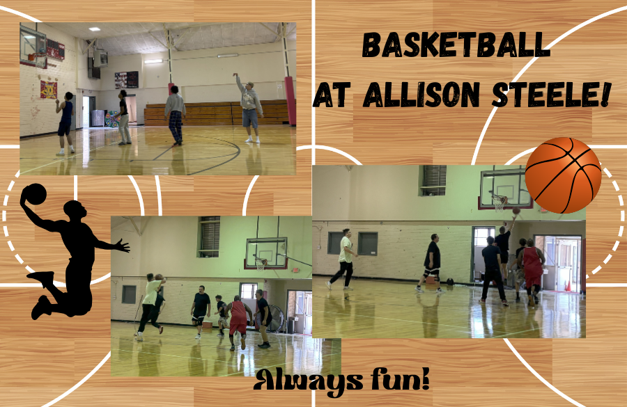 students playing basketball