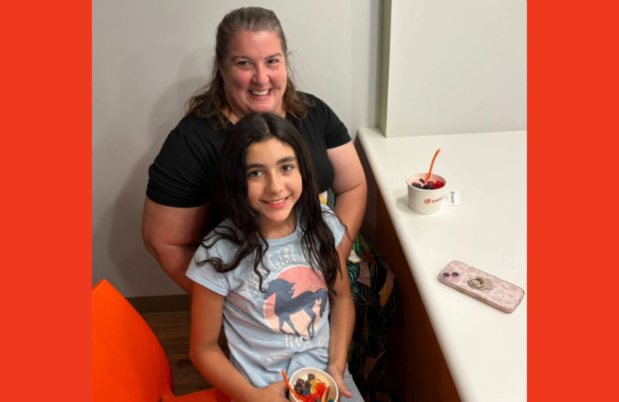 Wilder family eating at Orange leaf