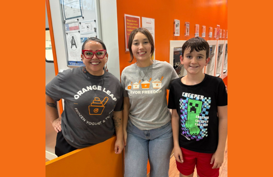 Orange Leaf employees with Wilder student