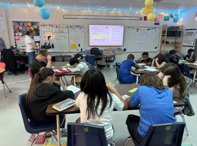 students working together in class