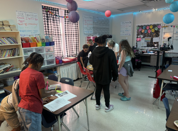 students working together in class