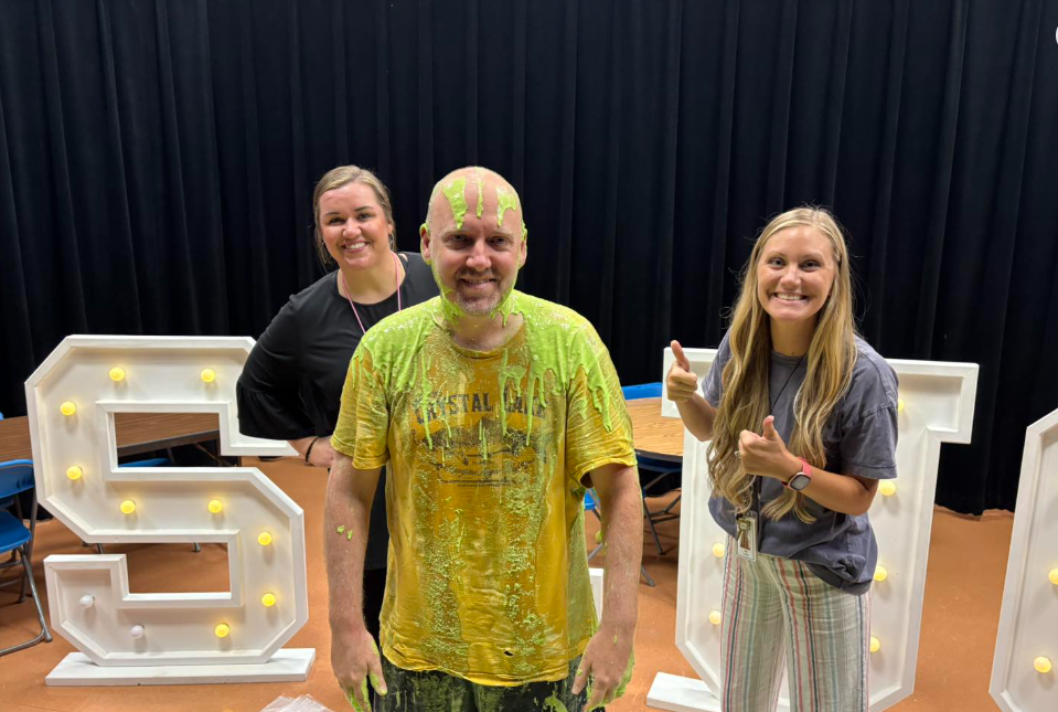 Mr. Jackson and two teachers that slimed him