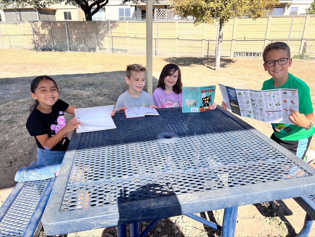 Students reading outdoors