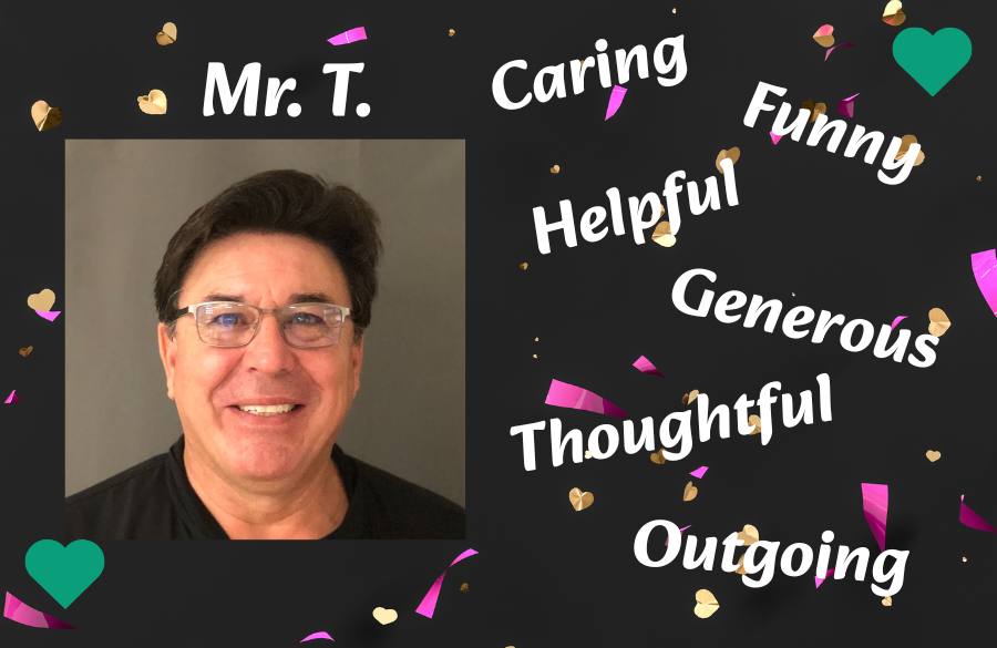 school principal with the words caring, helpful, generous, outgoing, thoughtful